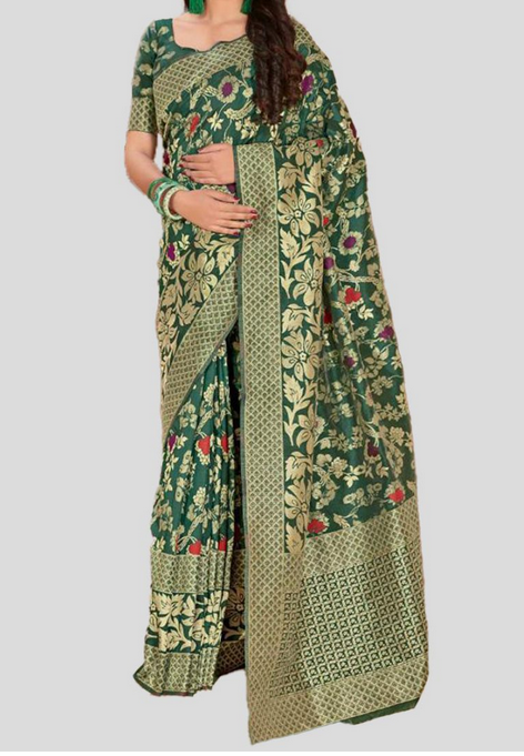 Green Banarasi Silk Designer Saree