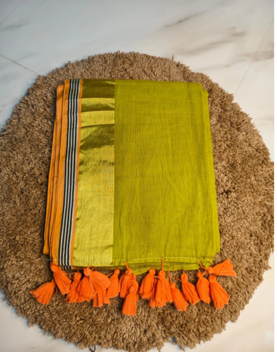 Zarovar Neel Tara 120 Count Mul Cotton Saree