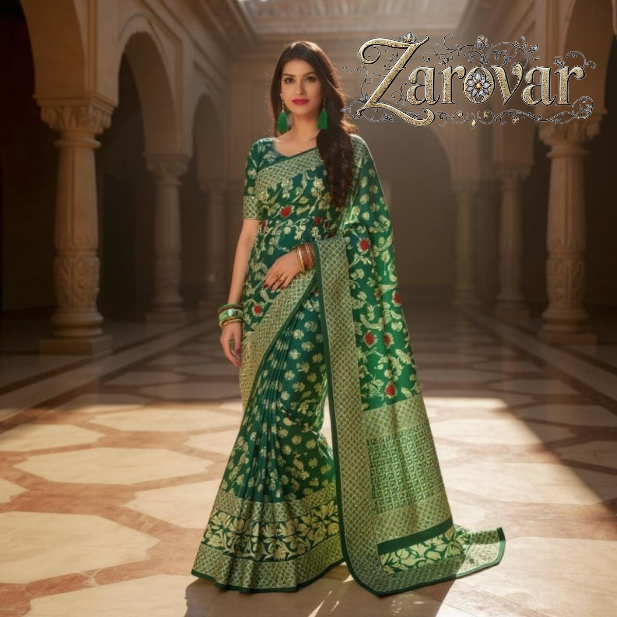 Green Banarasi Silk Designer Saree