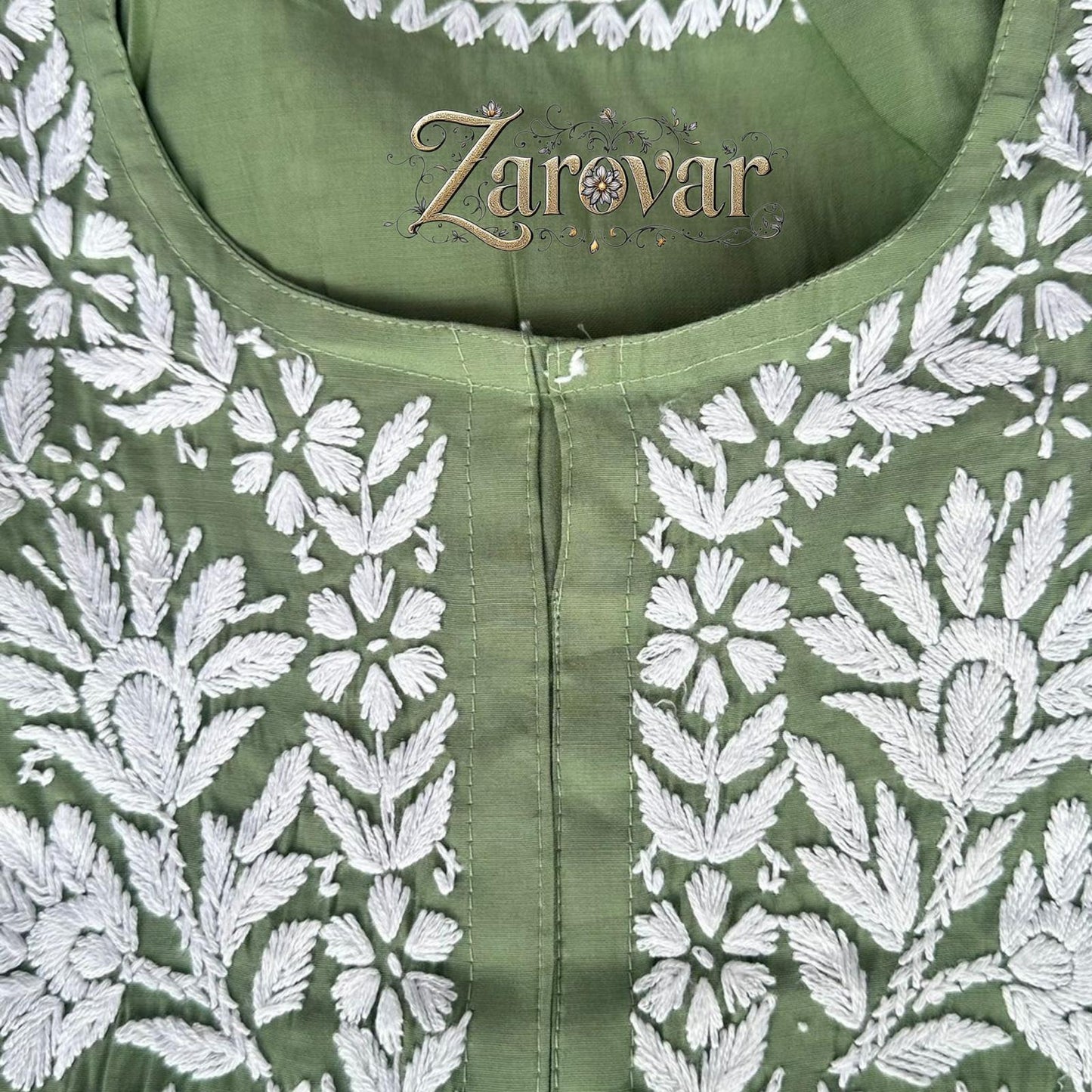 Soft Rayon Chikankari Kurti - Pista Colour