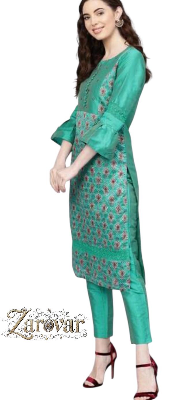 Floral Print Straight Kurta with Pants