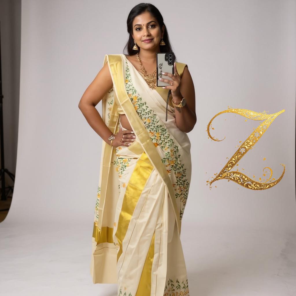 Hanging Flower Cotton Set Mundu