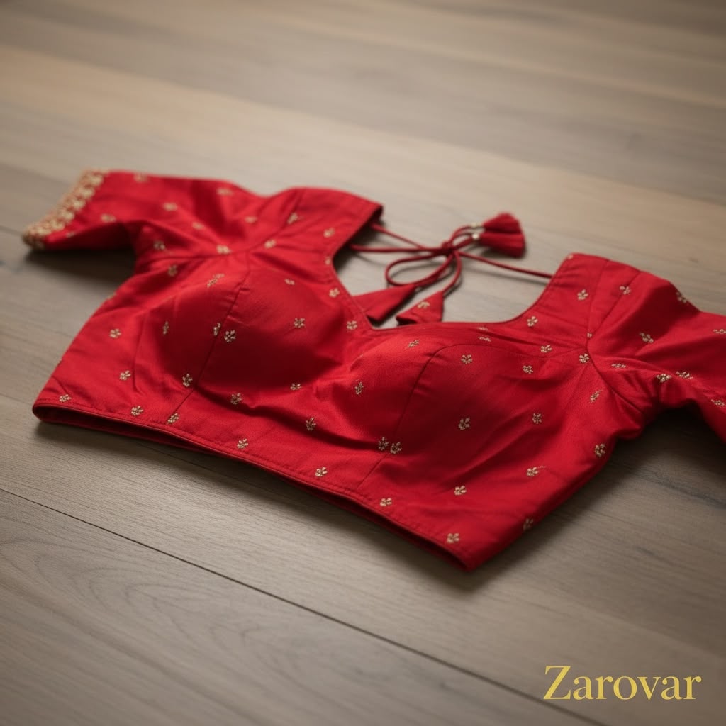 Orange- Banarasi Silk Sequined Blouse