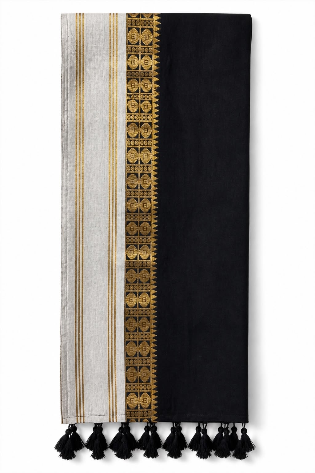 Zarovar Midnight Elegance – 120 Count Pure Mul Cotton Saree