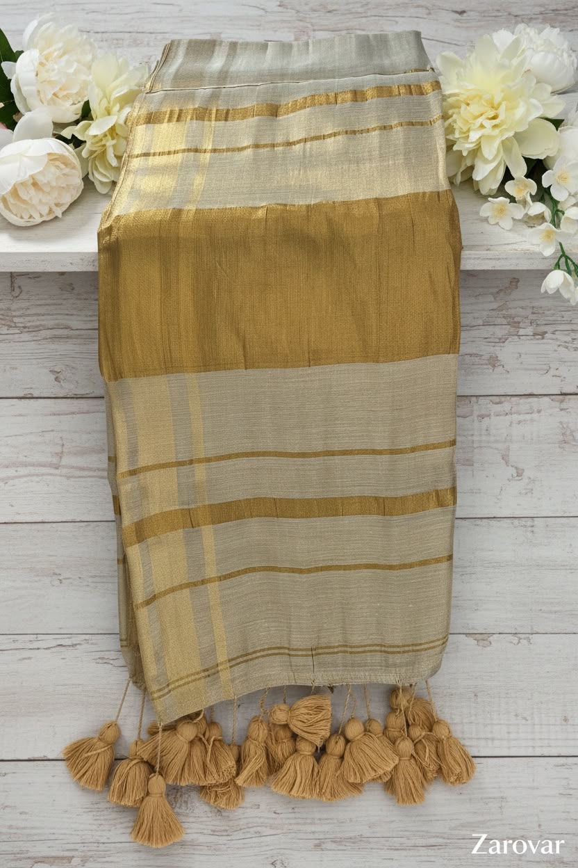 Golden Grace Mul Tissue Saree