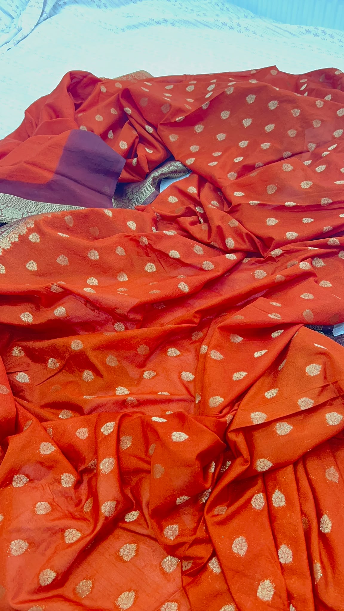 Regal Burnt Orange Georgette Banarasi Saree