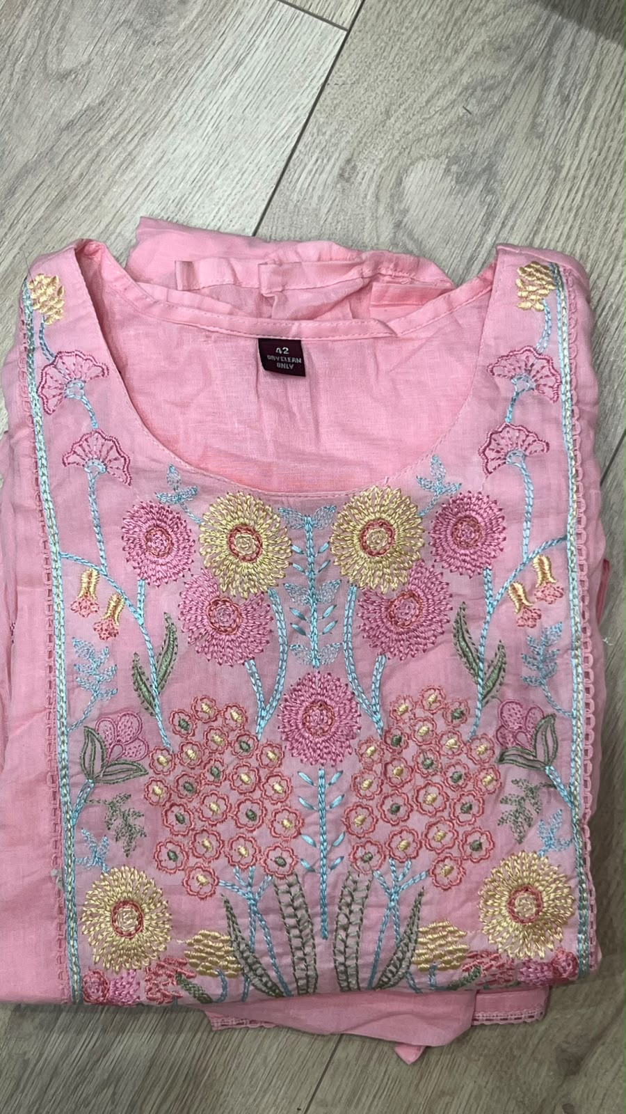 MUL53-Floral embroidery Mul-Cotton Anarkali Salwar Set with Dupatta