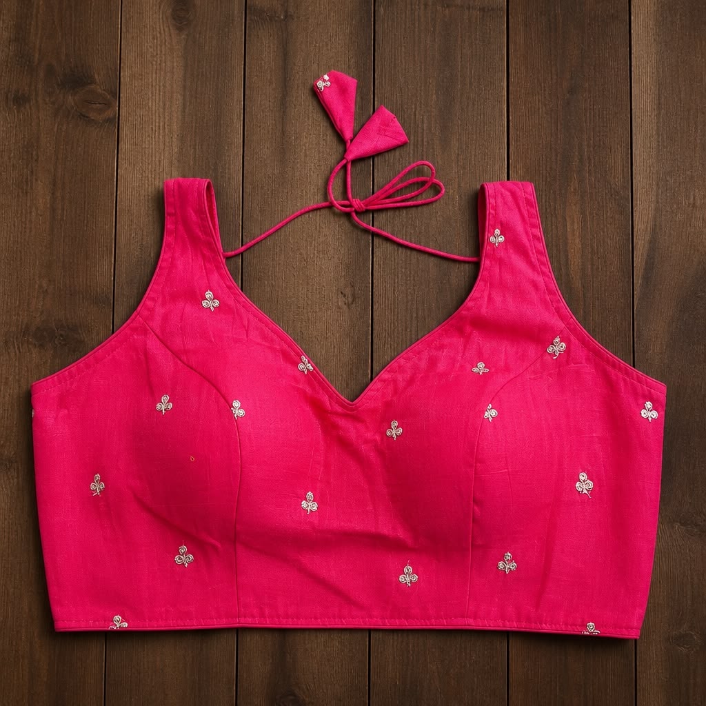Premium Pink Embroidered Silk Blouse