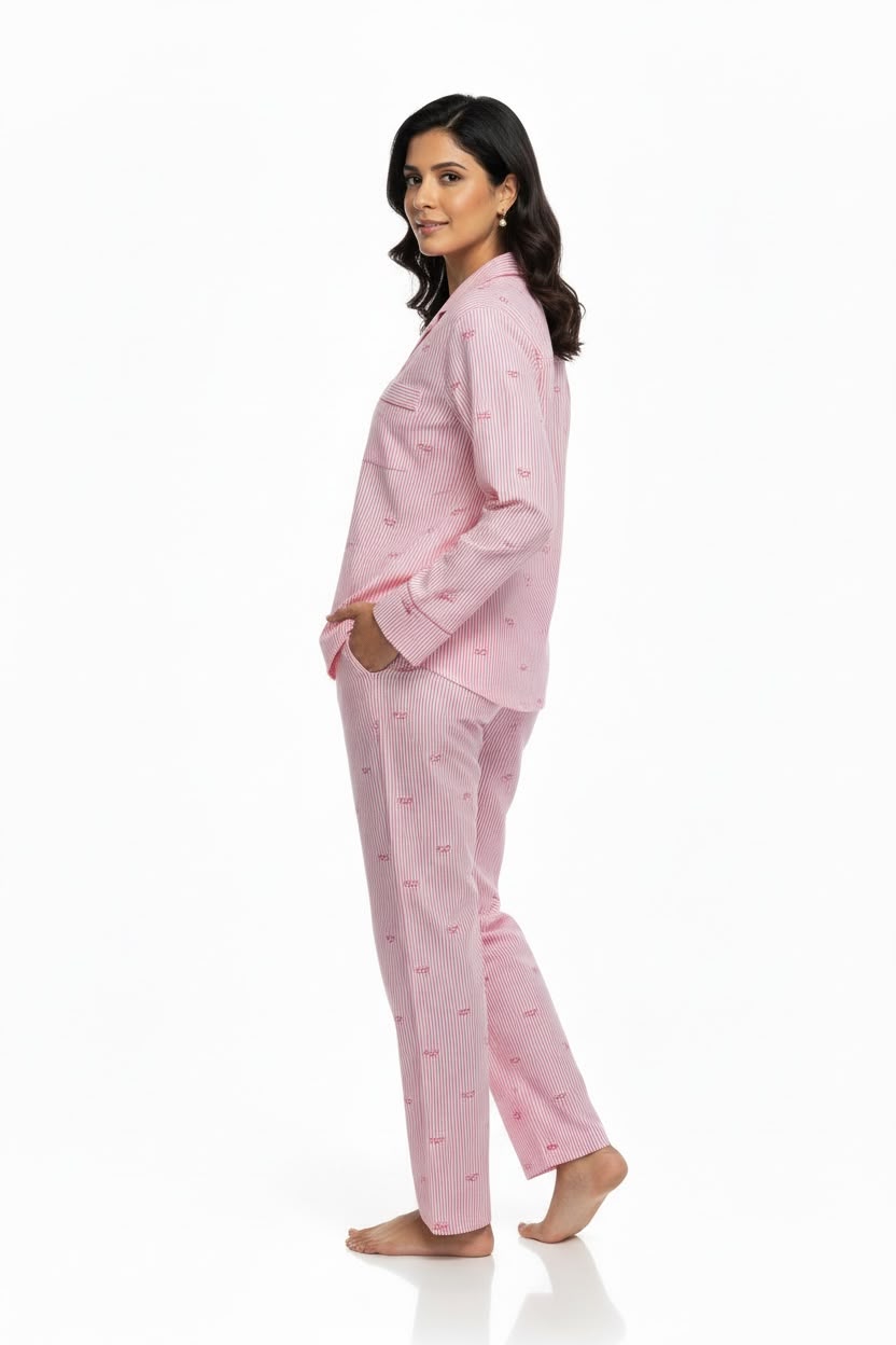 Pink Bow Stripe 2-Piece Pyjama Set π