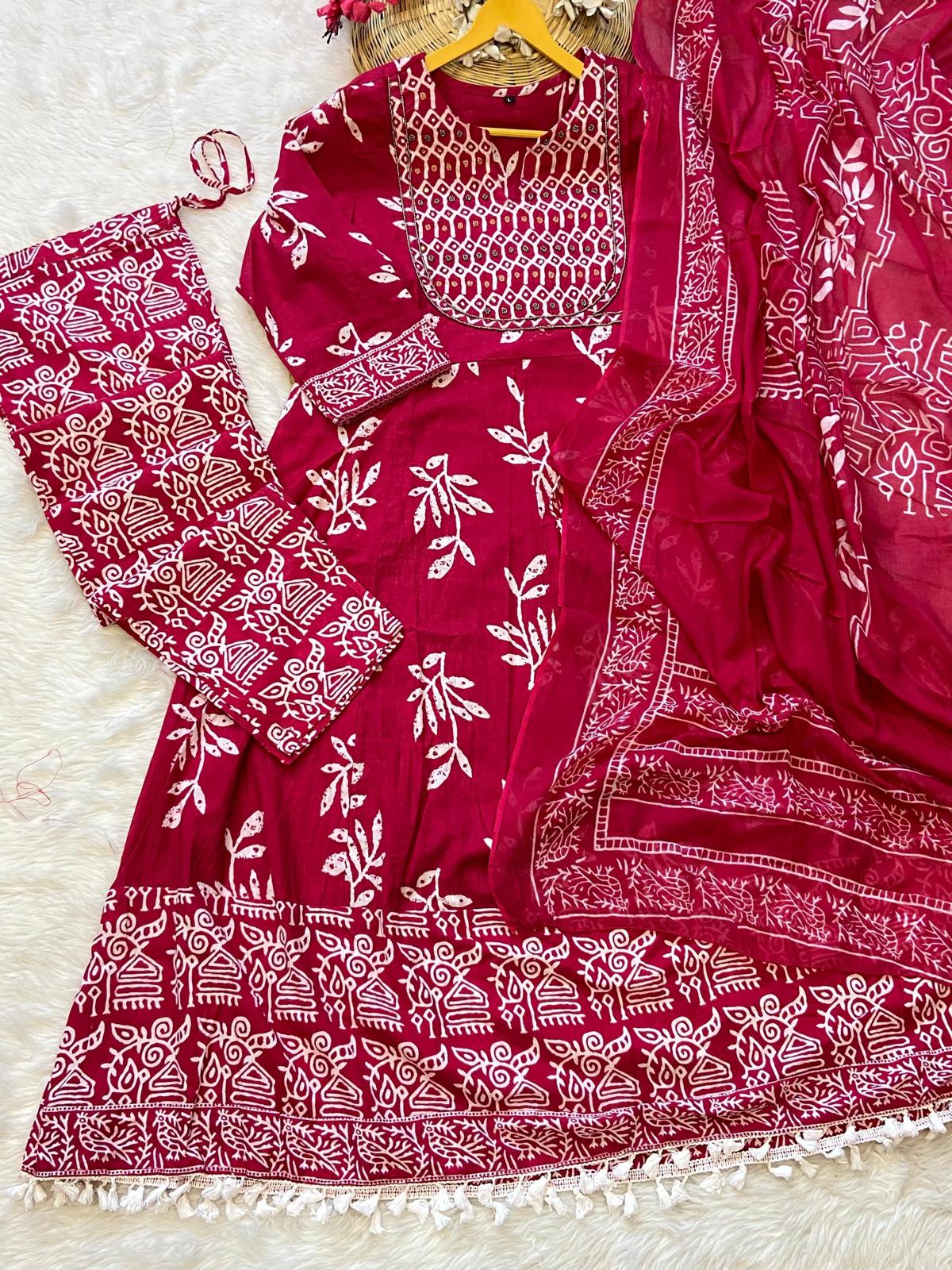 Heavy Anarkali Angrakha Kurti Set with Sequin & Khatli Work