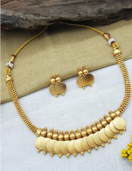 Antique Laxmi Gold Coin Necklace Set