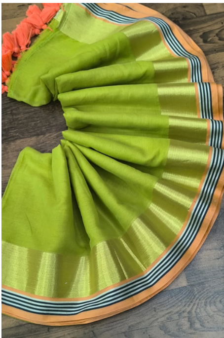 Zarovar Neel Tara 120 Count Mul Cotton Saree