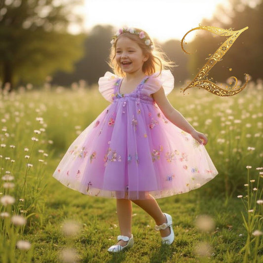 Baby Girls Sleeveless Floral Butterfly Tutu Dresses
