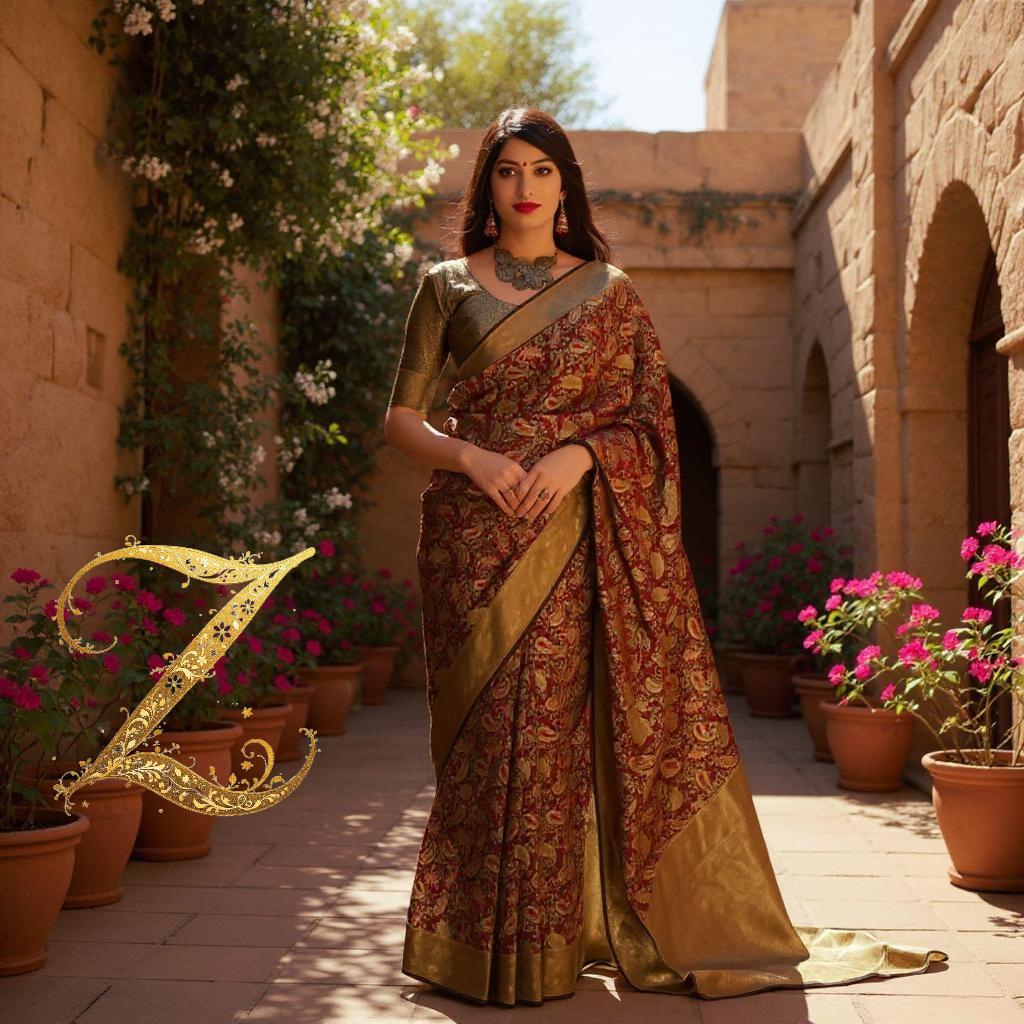 Maroon Woven Banarasi silk Saree
