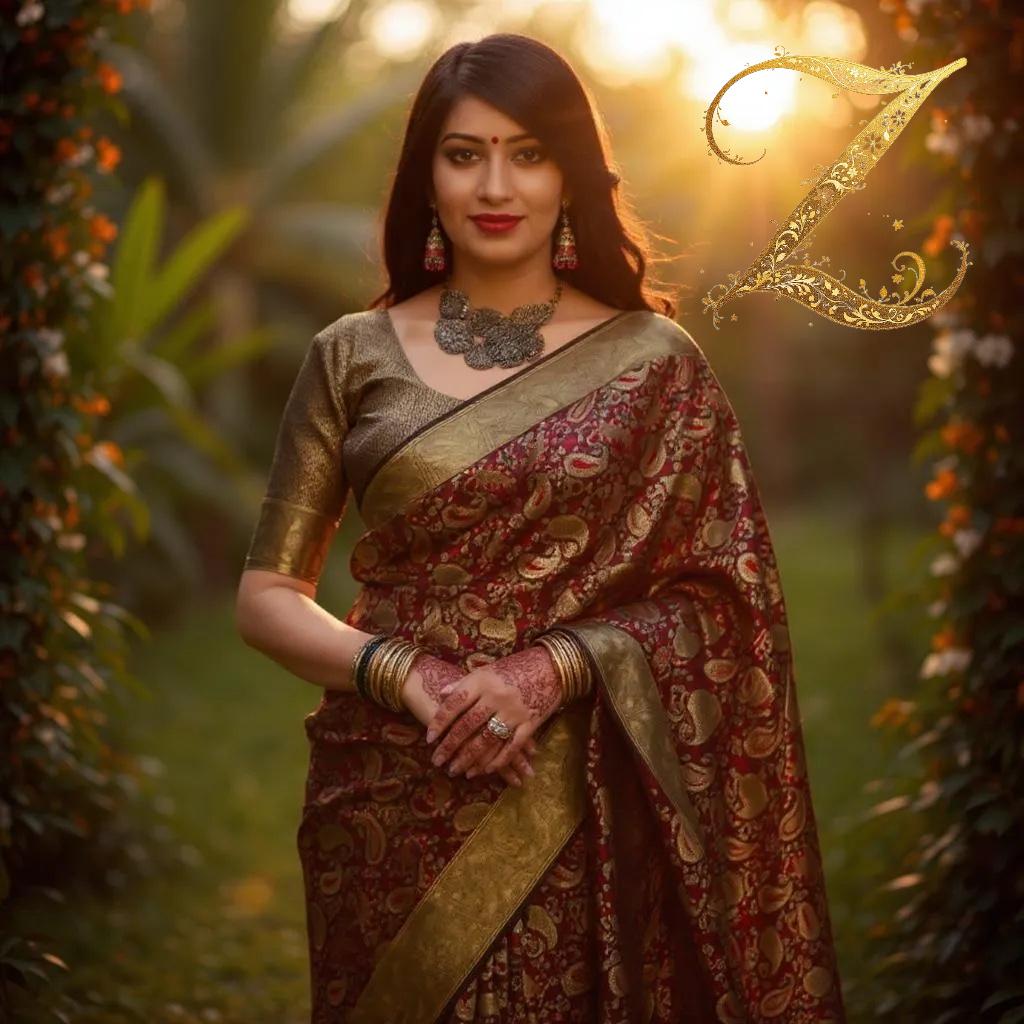 Maroon Woven Banarasi silk Saree