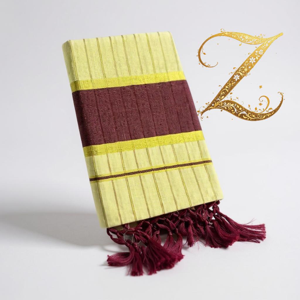 Premium Quality Golden Tissue Saree – Maroon Elegance