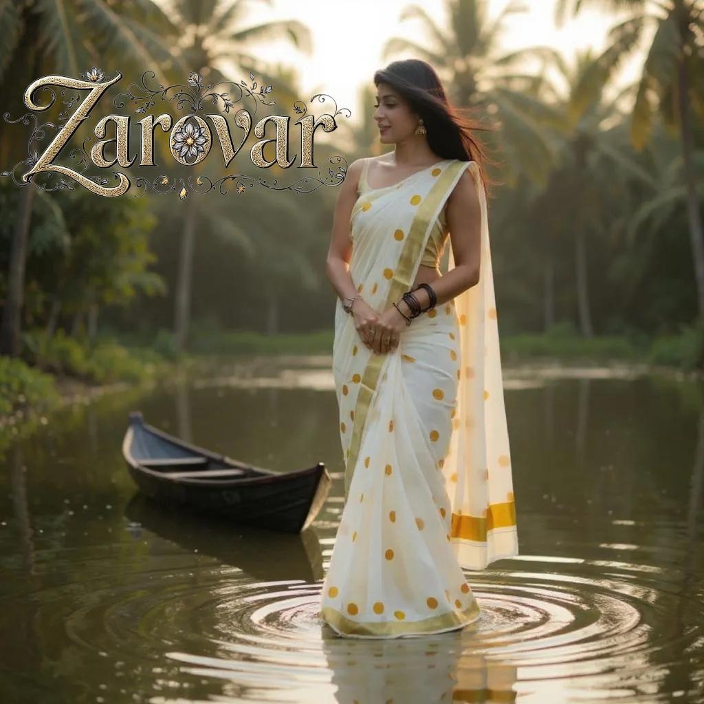 Polka Dotted Cotton Kerala Saree