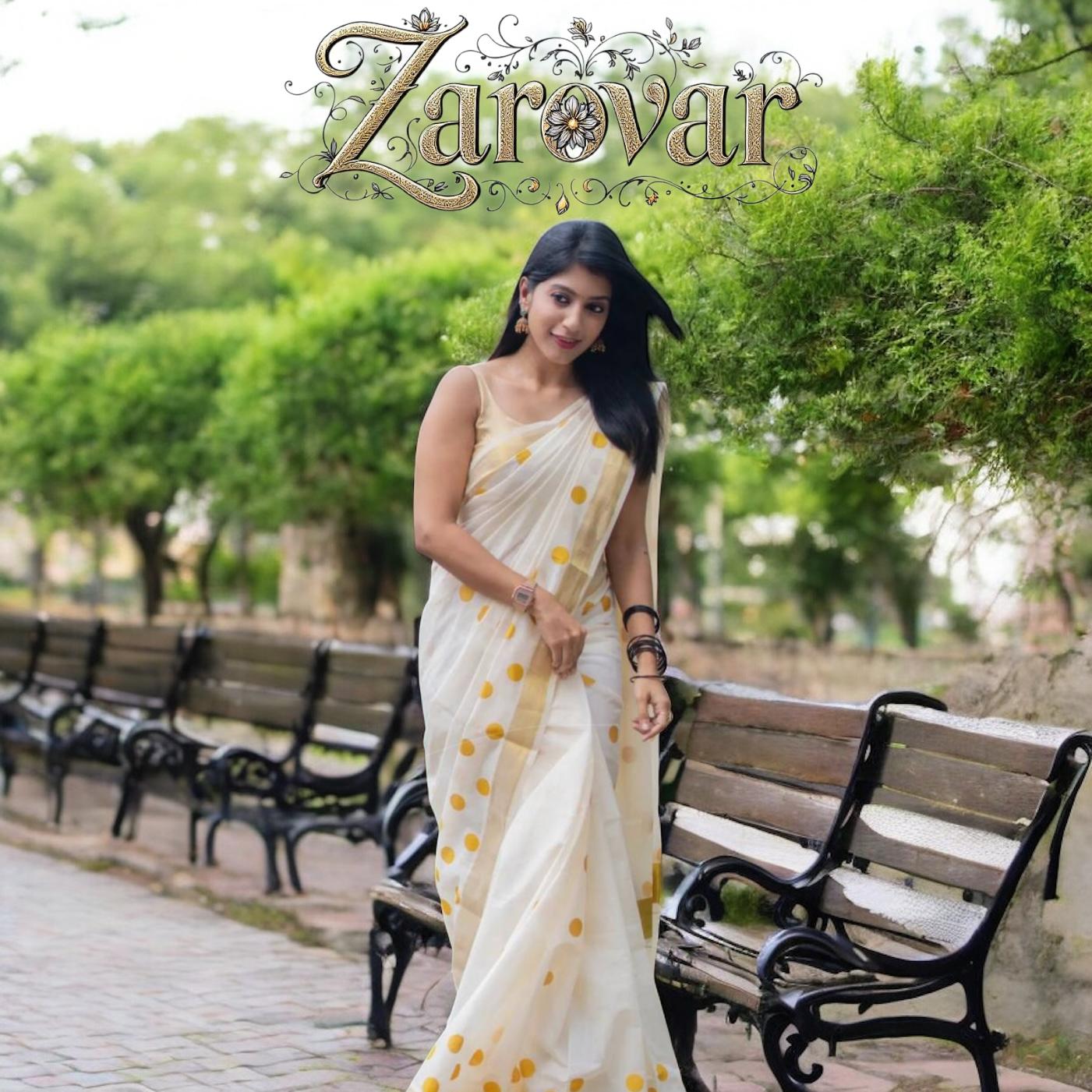 Polka Dotted Cotton Kerala Saree