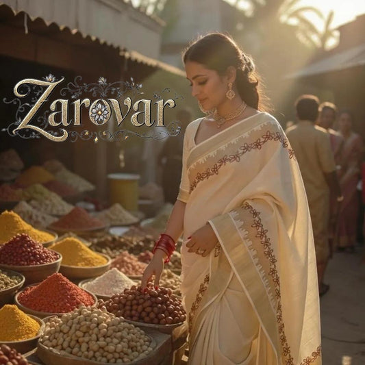 Flower Shade Golden Tissue Embroidered Saree