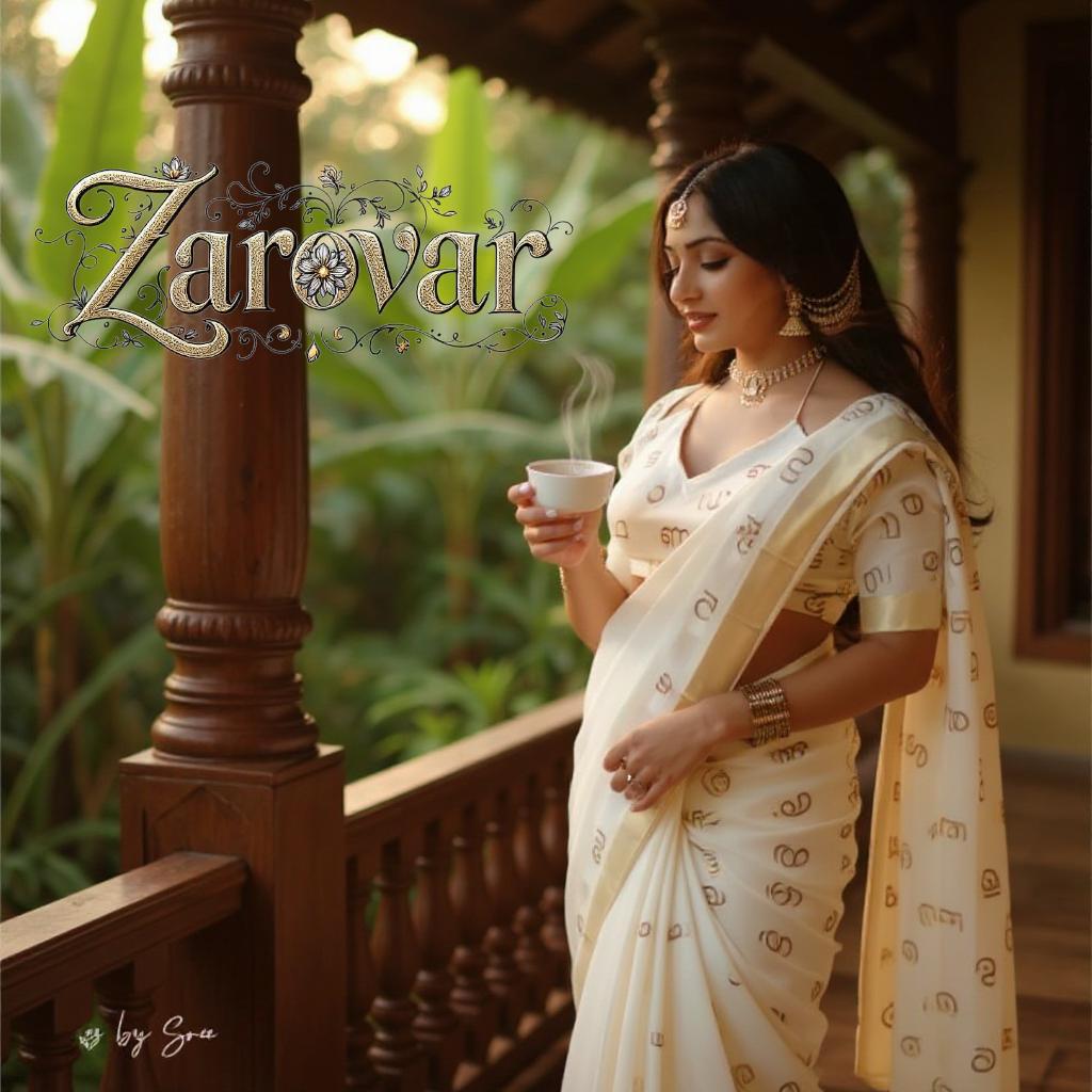 Malayalam Akshara Mala Embroidered Cotton Saree