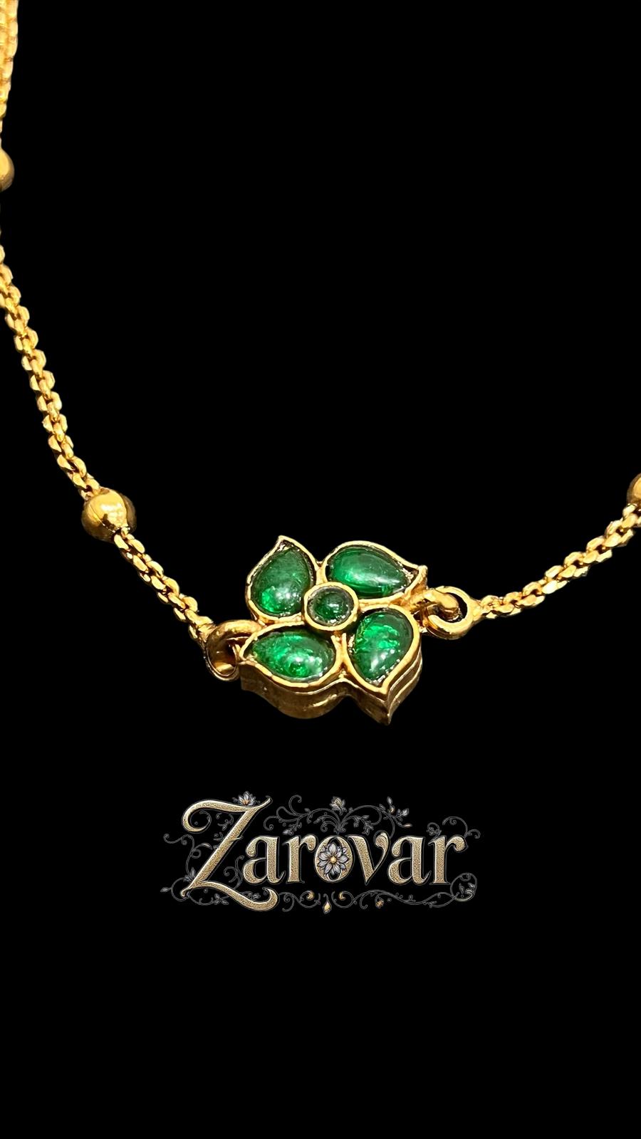 Flower Bead Reversible Anklet – Green & Tourmaline