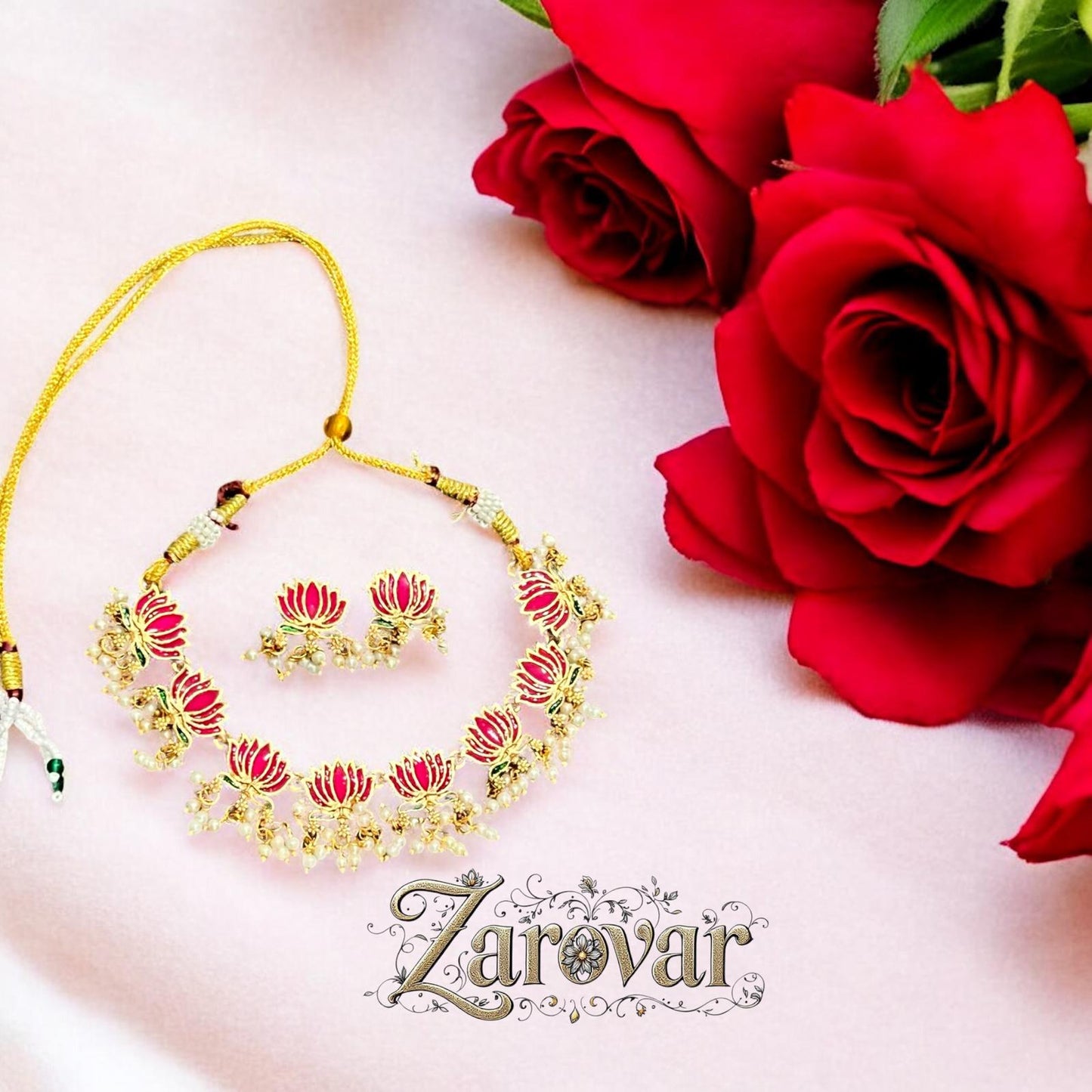 Antique Lotus Necklace – Matte Gold Finish