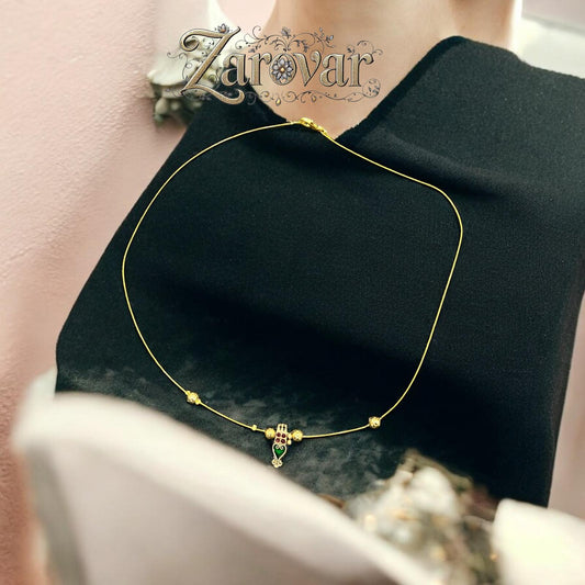 Invisible wire design with Palakka Pendant and Jadau Green