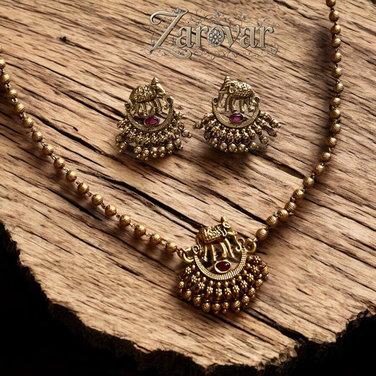 Antique Elephant Design Necklace Set