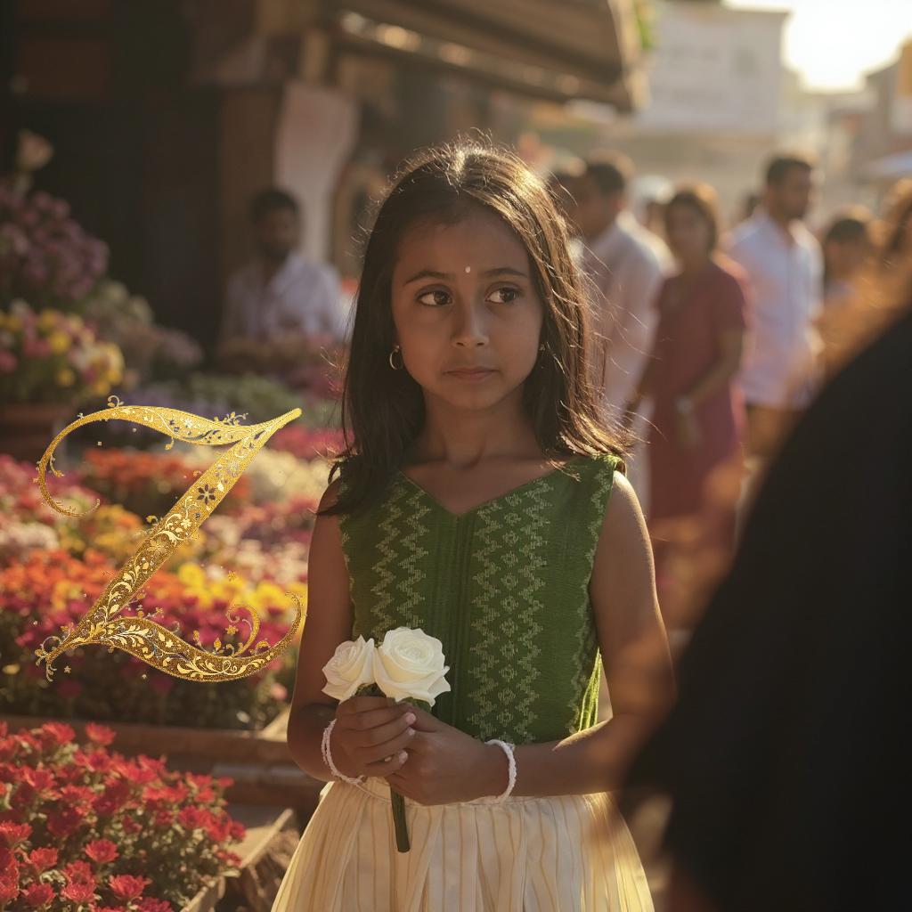 Kids Pattupavada with Pale Green Brocade Blouse