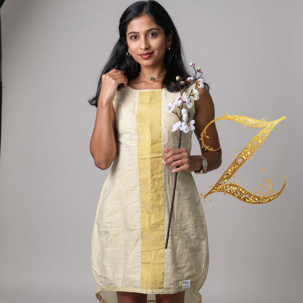 Golden Kasavu High–Low Kids Dress