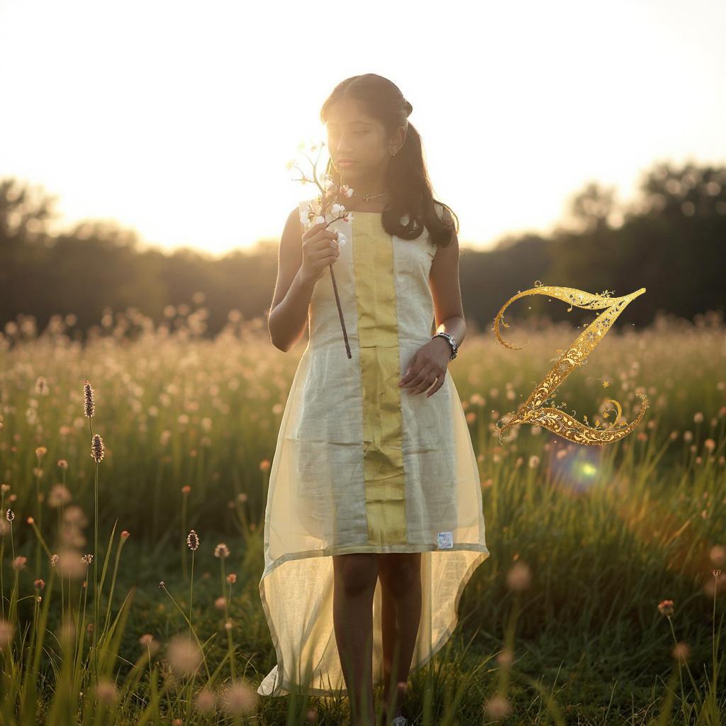 Golden Kasavu High–Low Kids Dress