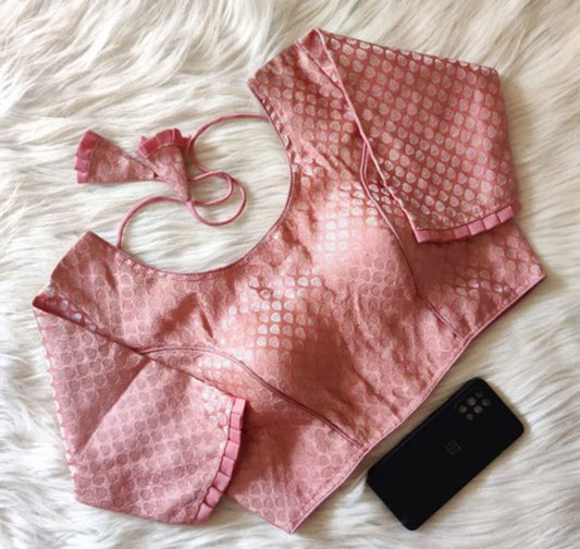 Banarsi khathani blouse with silver jari work