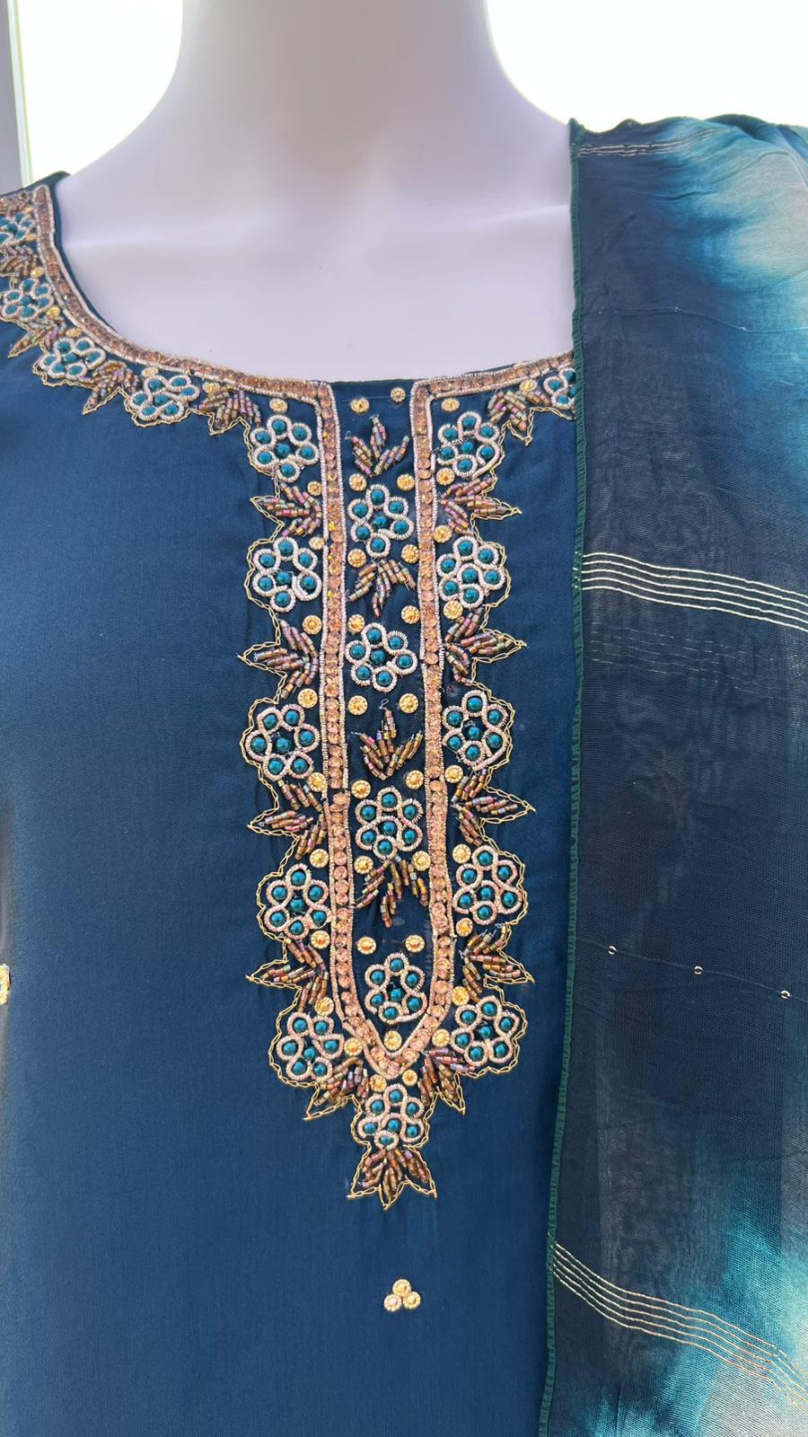 Midnight Blue Chanderi Silk Kurta Set