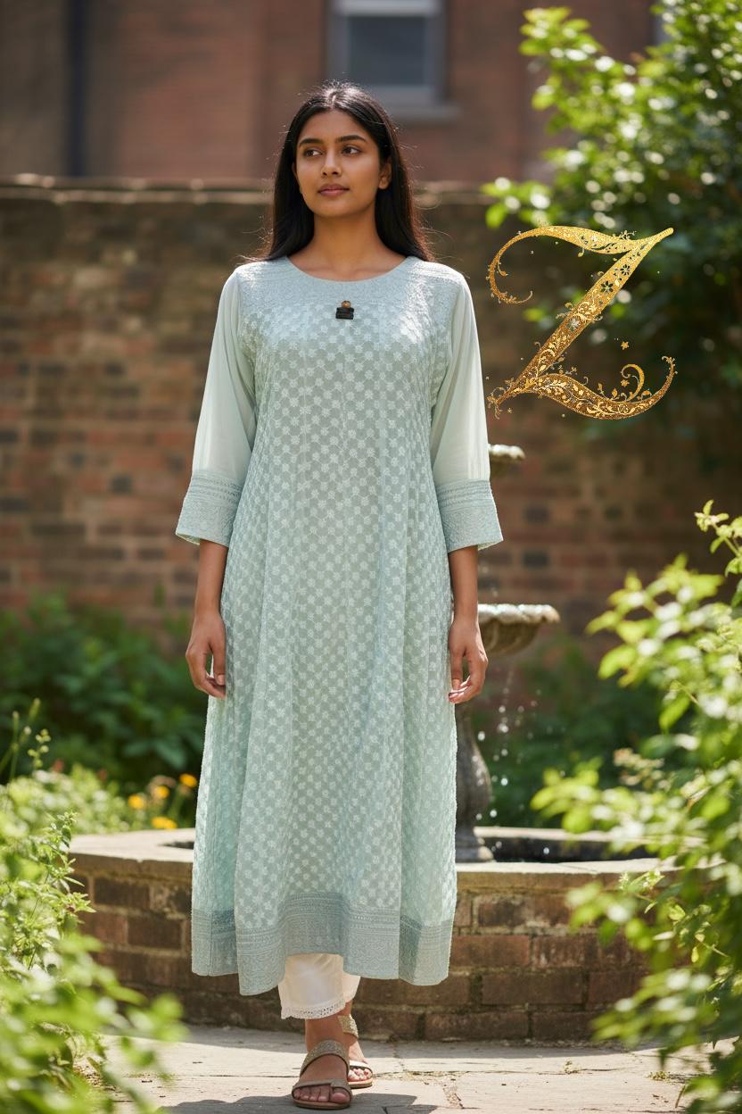 Soft Mint Green Georgette Anarkali Kurta