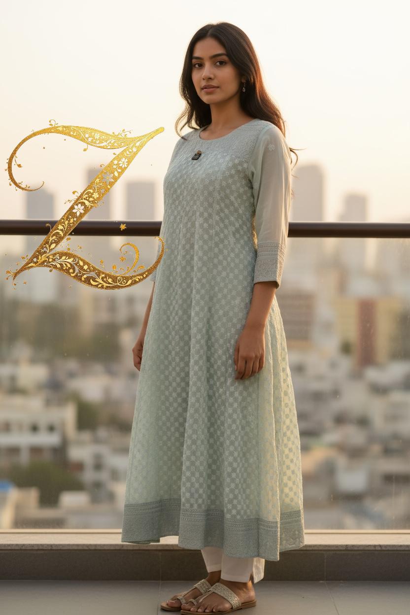 Soft Mint Green Georgette Anarkali Kurta