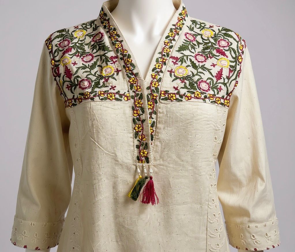 Pure Khadi Cotton Fabric Cream Kurta Set for Women |