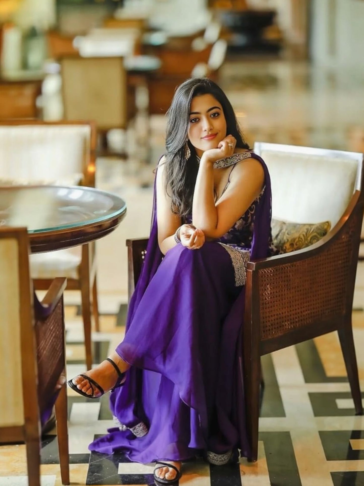 Embroidered Purple Sharara Set with Dupatta