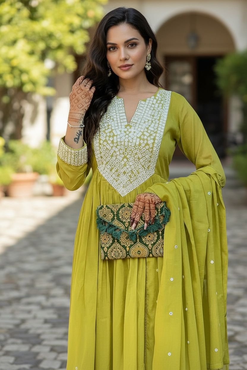 Silk Blend Ethnic Kurta and Pant Set with Dupatta