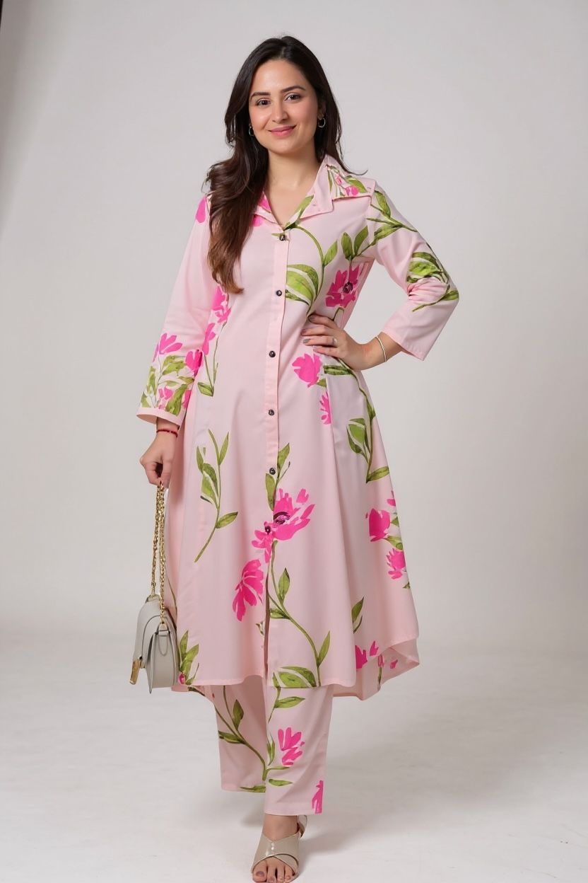 Viscose Rayon Anarkali cord-Set for Women