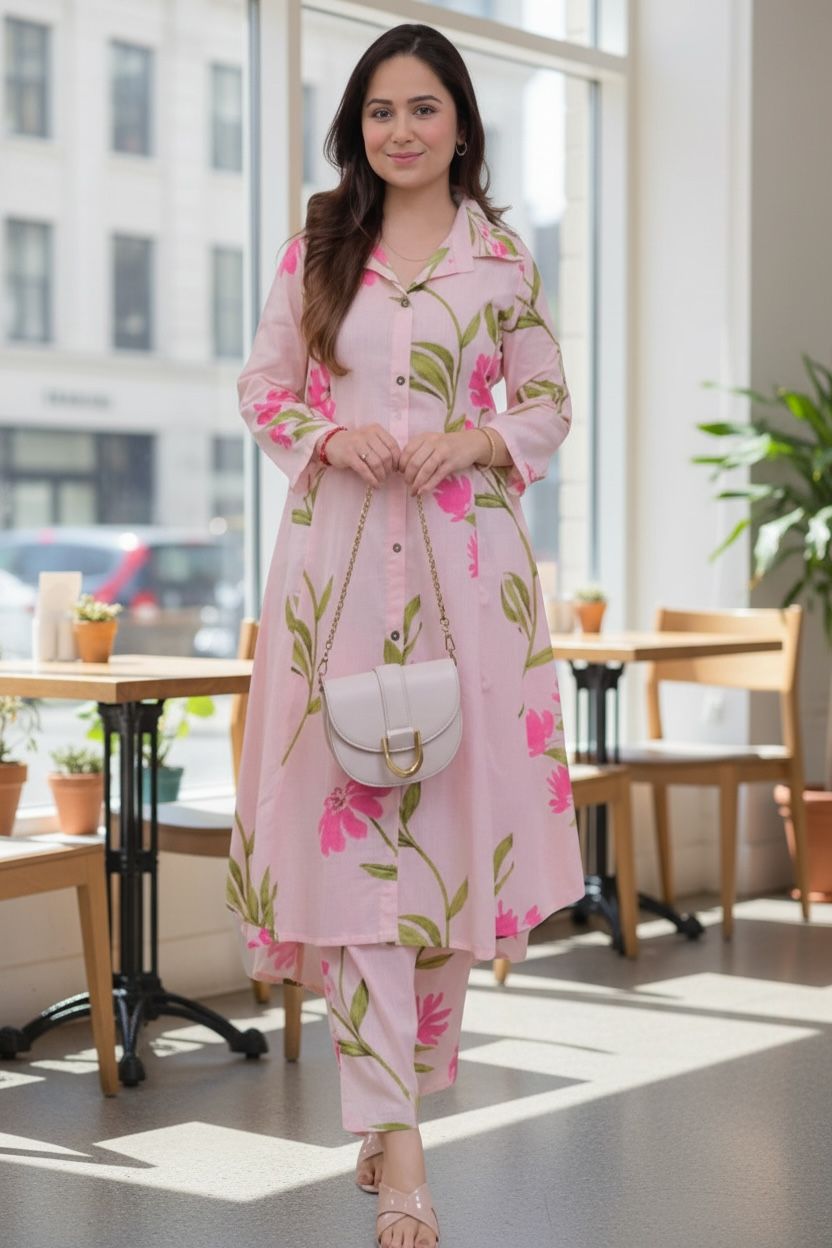 Viscose Rayon Anarkali cord-Set for Women