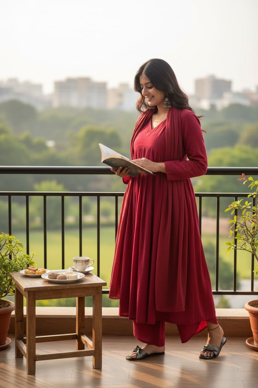 Women's Rayon Viscose A-Line Solid Kurta with Palazzo & Dupatta