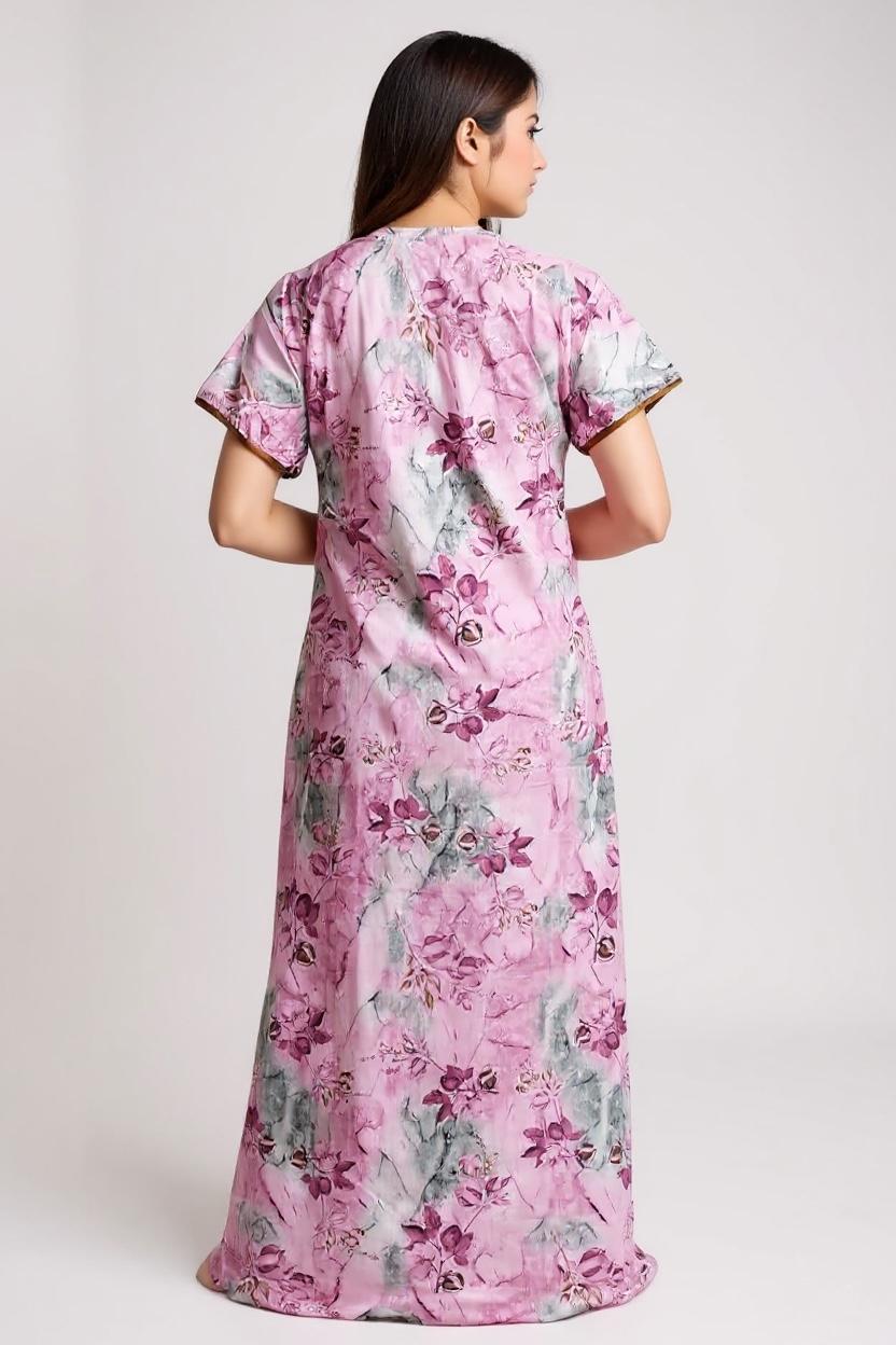 Comfortable Printed Maxi Nightdress – Free Size