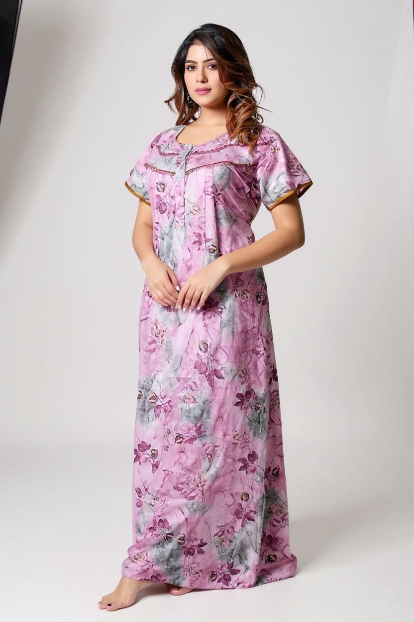 Comfortable Printed Maxi Nightdress – Free Size