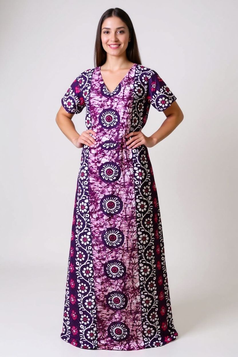 Ankle-Length Pure Cotton Nightdress – Free Size & Ultra Comfortable