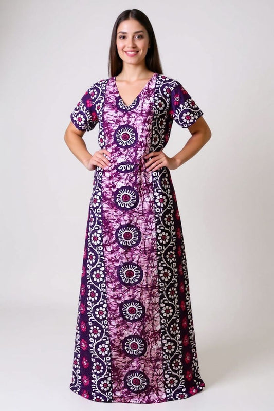 Ankle-Length Pure Cotton Nightdress – Free Size & Ultra Comfortable