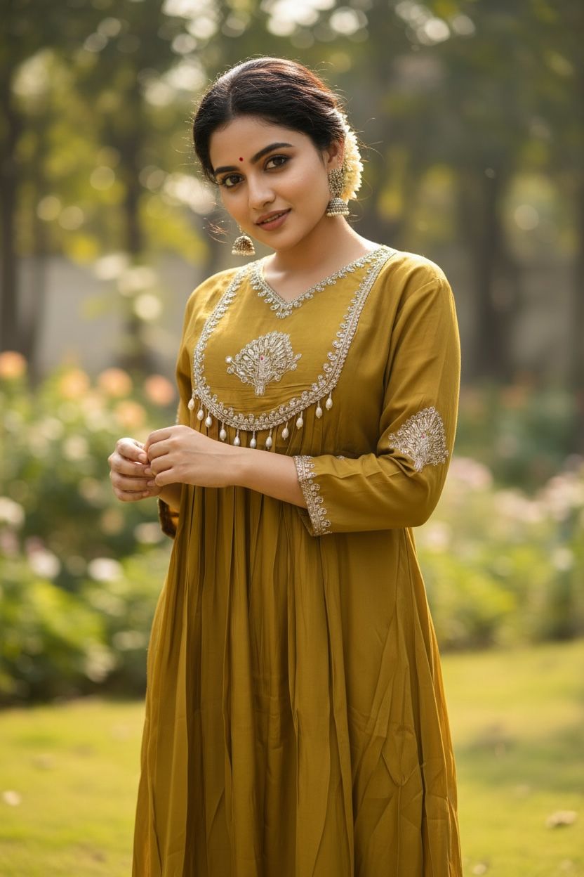 Mustard Yellow Mal Chanderi salwar set
