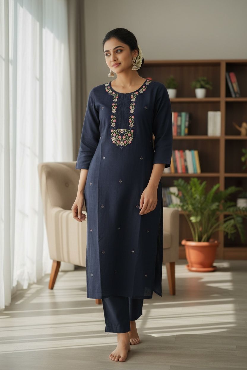 Midnight Bloom Vetican Salwar Set with Organza Dupatta