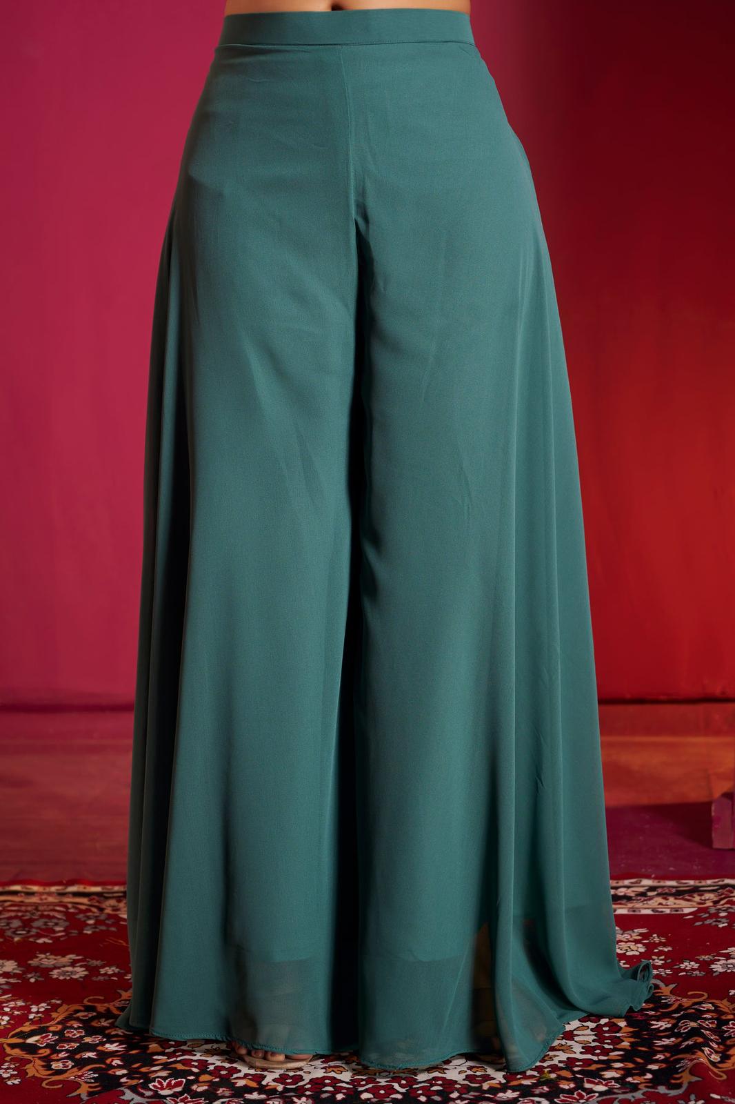Teal Sharara Set with Silver Zari Embroidery – Modern Indian Elegance