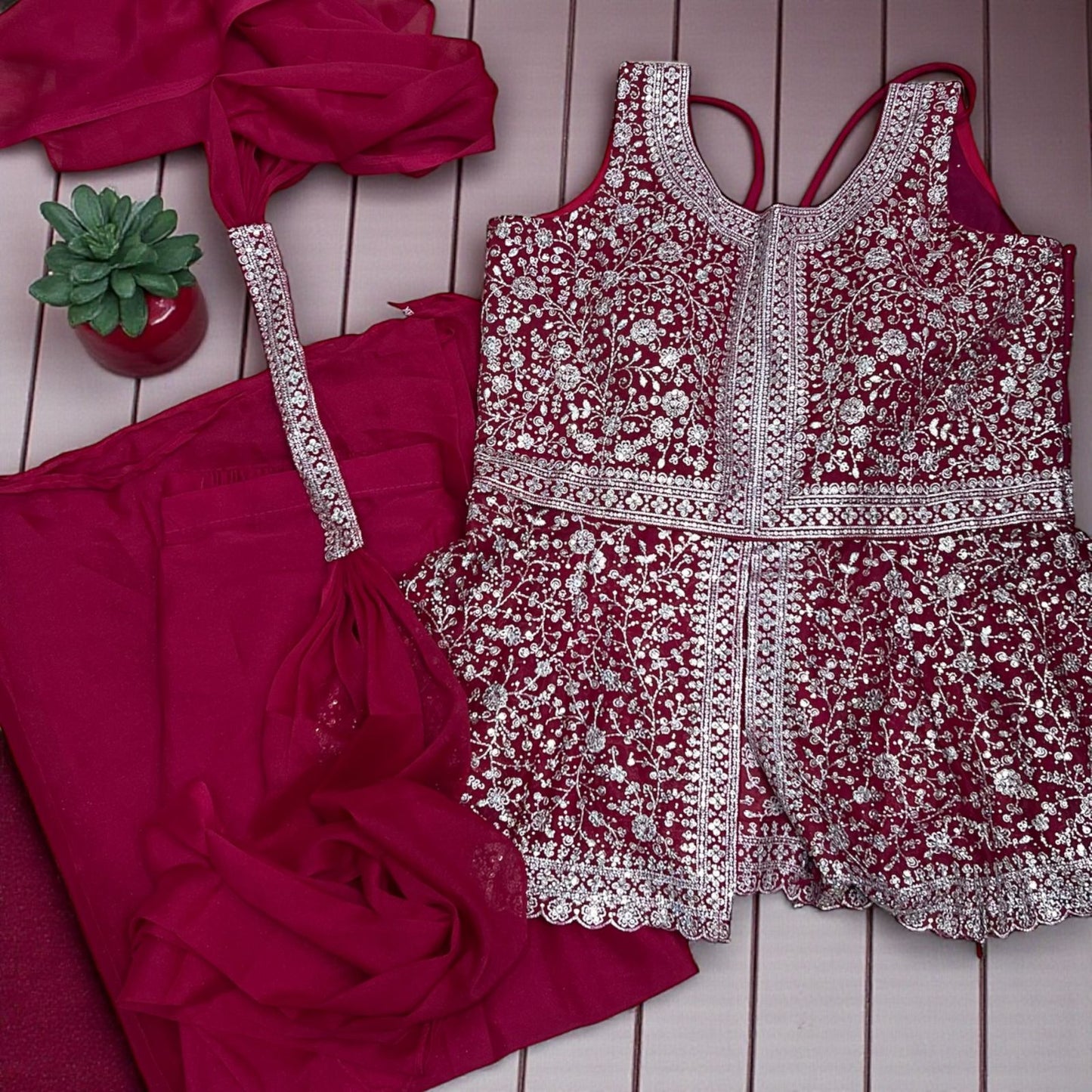 Teal Sharara Set with Silver Zari Embroidery – Modern Indian Elegance