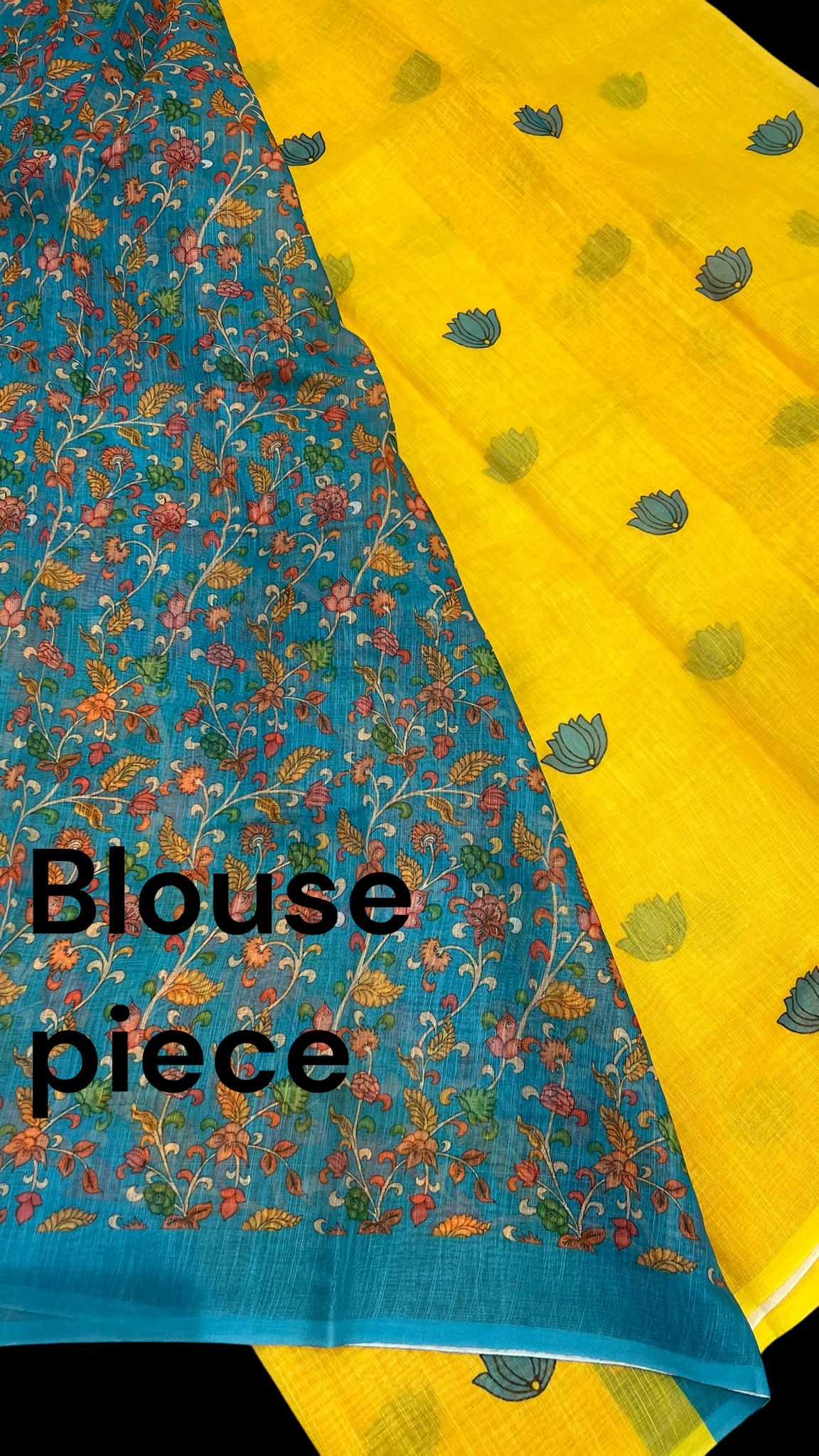 Women's Digital Print Cotton Linen Saree With Unstitched Blouse Piece